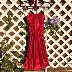 Red sparkly knee length halter gown size S